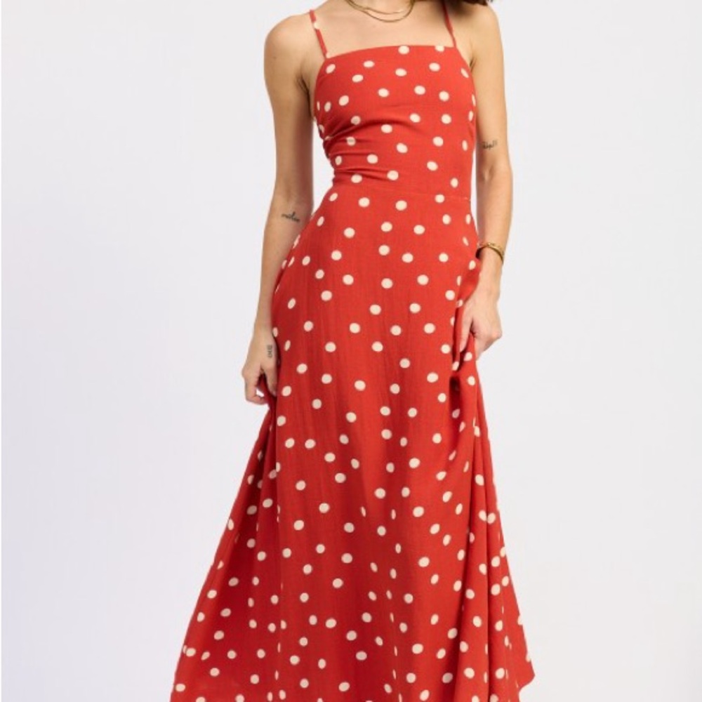 Polka Dot Red Maxi Dress - Picture 2 of 8